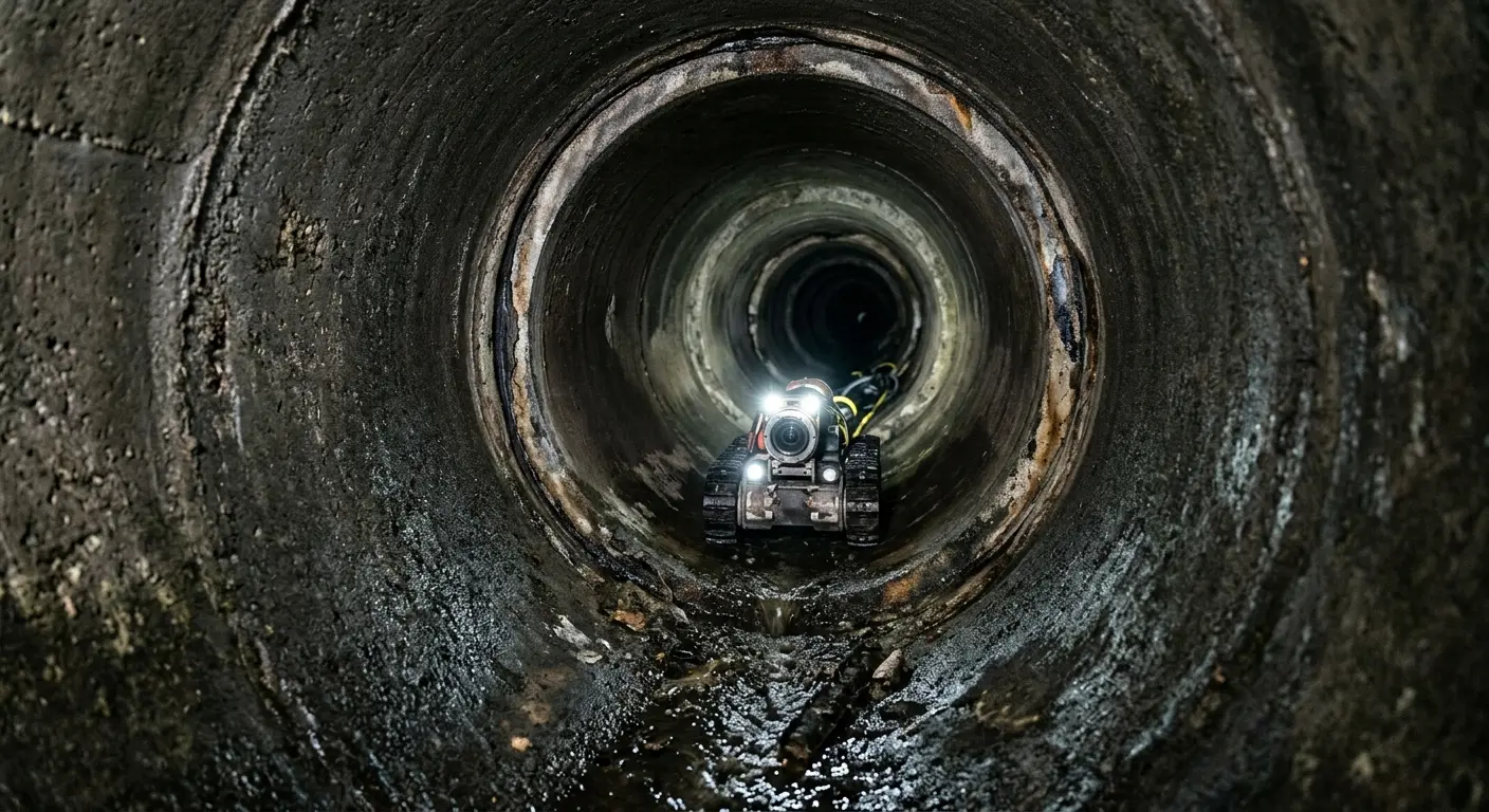 Robotic sewer camera inspecting pipe interior for Drain Snake Service in Cohoes